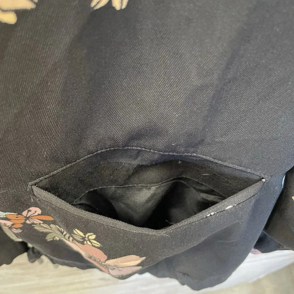 Who What Wear Womens M Jacket Black‎ Fall Floral Zipper w/ Pockets Cinch Waist - Picture 9 of 11